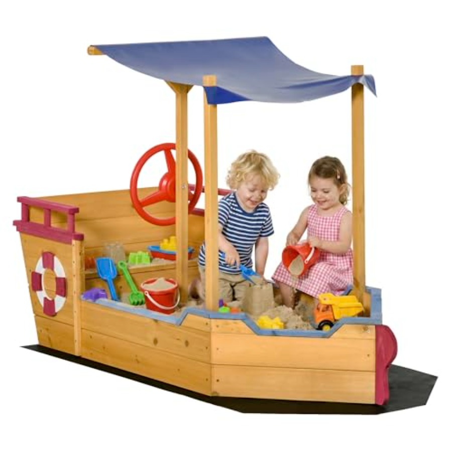 Kids Outdoor Bench - Portakal rengi, gölgelikli, banko koltuklu, depolama