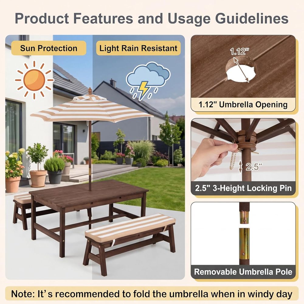 Çocuk Piknik Masası, Büyük 42“ - Kids Outdoor Bench incelemesi ve fiyatı